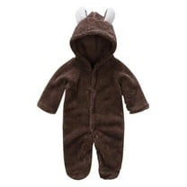 XBASW Newborn Baby Fleece Jumpsuit Hooded Rompers Long Sleeve Onesies Fall Winter Bodysuit Outwear 0-12 Months