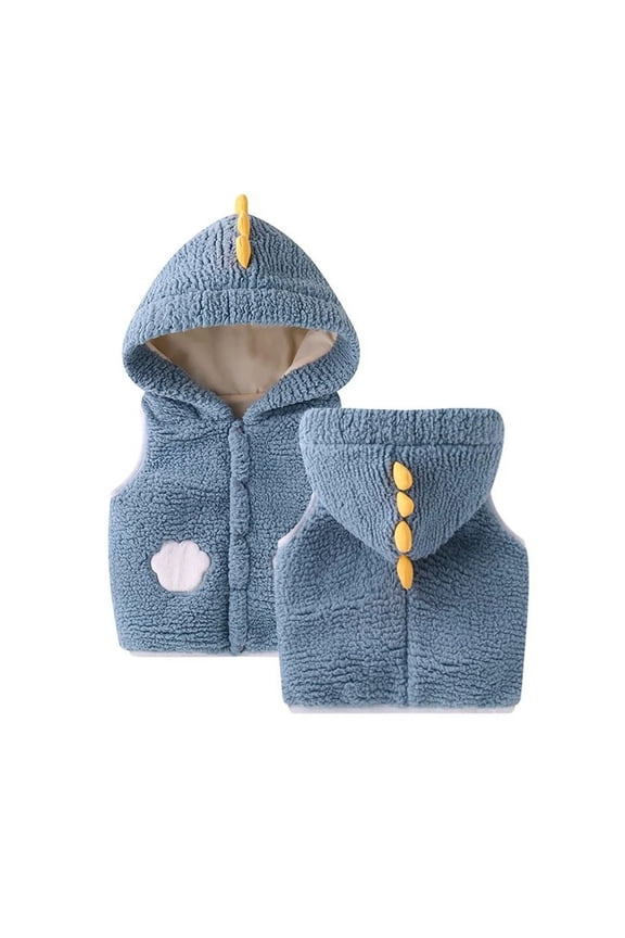 Newborn Baby Fleece Vest Jacket for Boys Girls Wintert Hooded Warm Waistcoat Coat Toddlers Cartoon Sleeveless Jacket 6 M-4 T