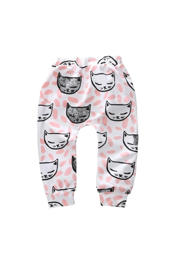 Newborn Baby Harem Pants Cartoon Print Sweatpants Cotton Trousersspring Autumn Bloomers Pants for Boys Girls 6M-3Y