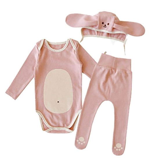 XBASW Newborn Baby Long Sleeve Jumpsuit 3PCS Outfit Spring Fall Bodysuit   Pants   Hats Set Girls Boys Spring Onesies 3-18M