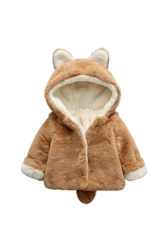 Newborn Infant Baby Fleece Hooded Jacket Winter Warm Coat Cotton-Padded Warm Outerwear for Girls Boys 0-4T