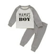 thumbnail image 1 of XBASW Newborn Toddler Boys Sweatsuit Outfits Baby Ribbed Letter Print Pullover Sweatshirt Tops Jogger Pants Spring Fall Tracksuit Set 3-24M, 1 of 8