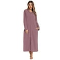 thumbnail image 1 of XBASW Robe for Women Zipper Bathrobe Loungewear Full Length Sleepwear with Pockets S-XXL, 1 of 11