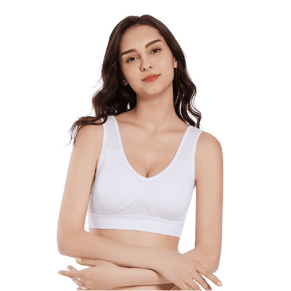 XBASW Sports Underwear Bras for Women Plus Size Non Wirefree Workout Bra Ring Without Trace Hollow Sports Tank S-7XL