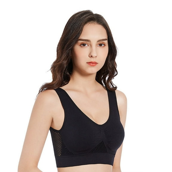XBASW Sports Underwear Bras for Women Plus Size Non Wirefree Workout Bra Ring Without Trace Hollow Sports Tank S-7XL