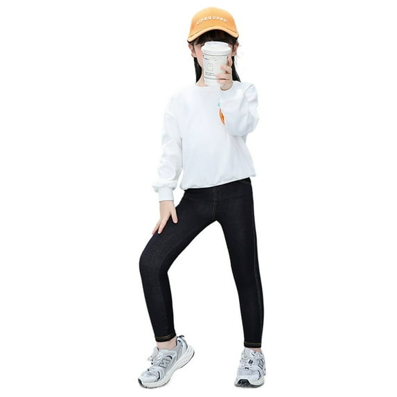 XBASW Teen Kids Girls Denim Leggings Stretchy Trousers Toddler Spring Fall Thin Bottoms Pants for Girls 3-18T