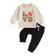 thumbnail image 1 of XBASW Toddler Baby Boy Sweatsuit Set Long Sleeve Letter Print Sweatshirt Pullover Tops Joggers Pants Set Newborn Spring Fall Clothes 0-3T, 1 of 8