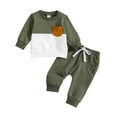 thumbnail image 1 of XBASW Toddler Baby Boy Sweatsuit Spring Fall Outfit Color Blocking Long Sleeve Sweatshirt Tops and Jogger Pants 2PCS Set 6M-3Y, 1 of 10