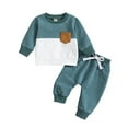 thumbnail image 1 of XBASW Toddler Baby Boy Sweatsuit Spring Fall Outfit Color Blocking Long Sleeve Sweatshirt Tops and Jogger Pants 2PCS Set 6M-3Y, 1 of 10