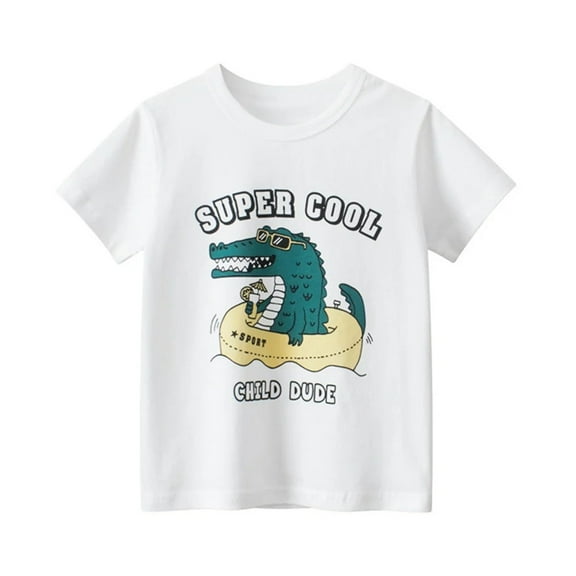 XBASW Toddler Baby Boys Dinosaur T-Shirts Short Sleeve Crewneck Tops Kids Summer Cotton Tee Size 1-6 Years