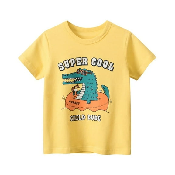 XBASW Toddler Baby Boys Dinosaur T-Shirts Short Sleeve Crewneck Tops Kids Summer Cotton Tee Size 1-6 Years