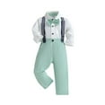 thumbnail image 1 of XBASW Toddler Baby Boys Gentleman Outfits Spring Fall Long Sleeves Formal Dress + Bowtie + Suspender Pants 3PCS Wedding Set for 6M-5Y, 1 of 11