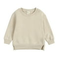 thumbnail image 1 of XBASW Toddler Baby Boys Girls Fleece Sweatshirt Kids Solid Color Sweater Long Sleeve Autumn Winter Pullover Tops for 6M -7T, 1 of 10