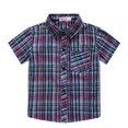 thumbnail image 1 of XBASW Toddler Baby Boys Short Sleeve Shirt Lapel Plaid Blouses Tops for Boys Summer Buttons up Shirt 1-5T, 1 of 10