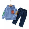 thumbnail image 1 of XBASW Toddler Baby Boys Sweatsuit Set Kids Long Sleeve Pullover Hoodie Sweatshirt + Denim Pants Spring Autumn Outfit 18M-6Y, 1 of 8