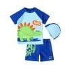 XBASW Toddler Baby Boys Swimsuits with Hat 3 PCS Set Kids Short Sleeve Rash Guard Tops Trunks Cartoon Printing Swimwear 1-7T