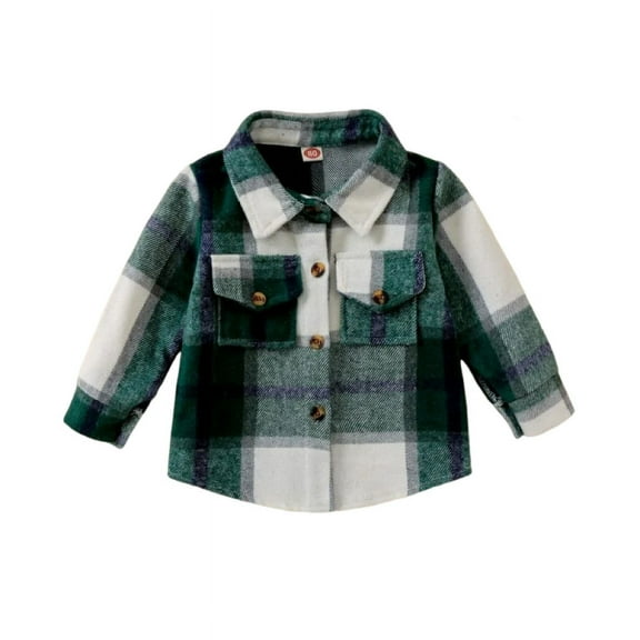 XBASW Toddler Baby Flannel Shirt Jacket Long Sleeve Plaid Blouses Tops Spring Fall Lapel Cardigan Tops Button down Shirts for Boys 6 Months-5 Years