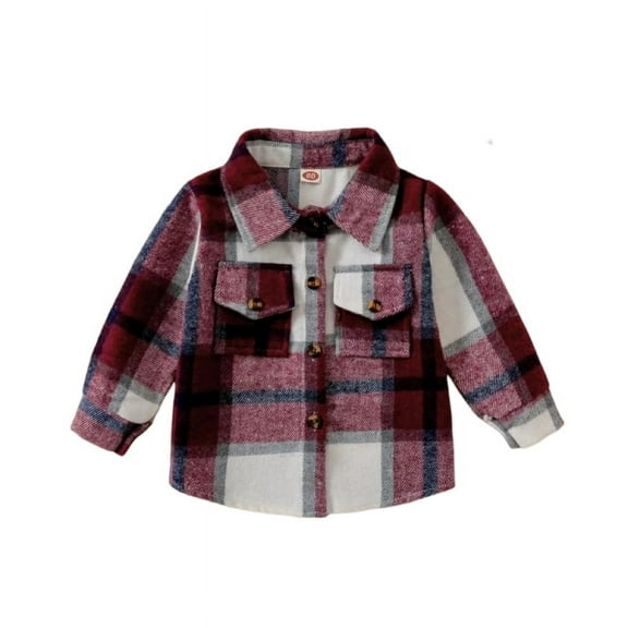 XBASW Toddler Baby Flannel Shirt Jacket Long Sleeve Plaid Blouses Tops Spring Fall Lapel Cardigan Tops Button down Shirts for Boys 6 Months-5 Years