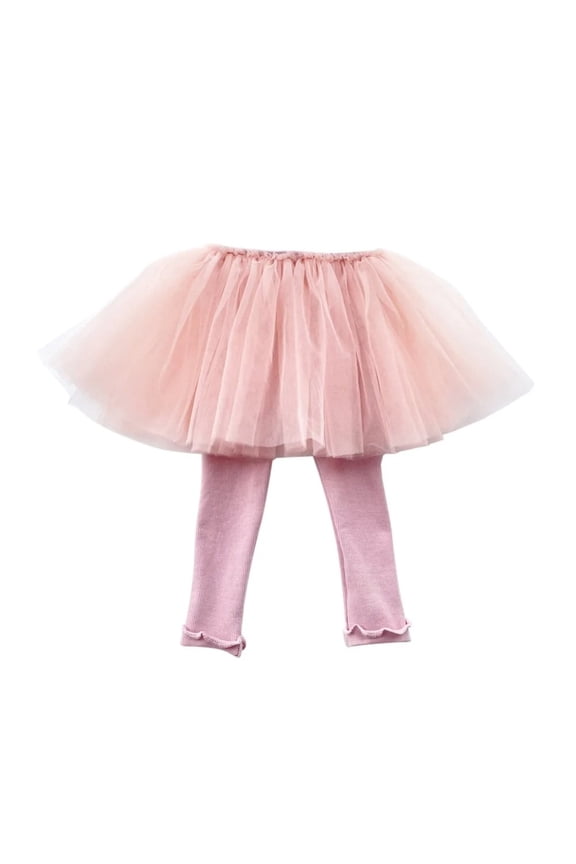 Toddler Baby Footless Leggings Little Girls with Lace Tutu Cotton Stretch Bottoms Pants Skirt Spring Fall Tutu Trousers for Girls 0-5T