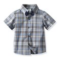 thumbnail image 1 of XBASW Toddler Baby Gentleman Shirts with Bowtie for Boys Boys Short-Sleeved Printed Dress Shirt Summer Lapel Blouses Tops for Boys 6M -5T, 1 of 9