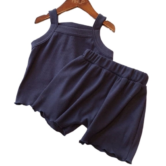 XBASW Toddler Baby Girl Summer Camisole Set Sleeveless Suspender Tops  Shorts Cotton Solid Outfits 9M-4T