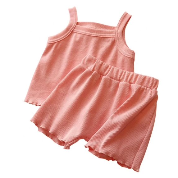 XBASW Toddler Baby Girl Summer Camisole Set Sleeveless Suspender Tops+ Shorts Cotton Solid Outfits 9M-4T