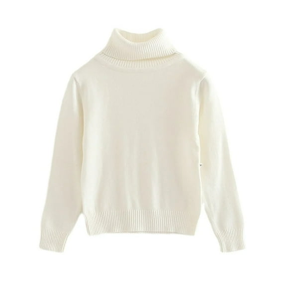 XBASW Toddler Baby Girls Boys Turtleneck Knit Sweater Solid Color Ribbed Knit Tops Long Sleeve Fall Winter Sweatshirt Jumper for Newborn 9M-5T