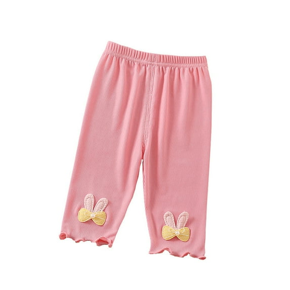 XBASW Toddler Baby Girls' Capris Leggings Summer Seven Bottoming Solid Color Softy Pants for Girl Size 1-5T