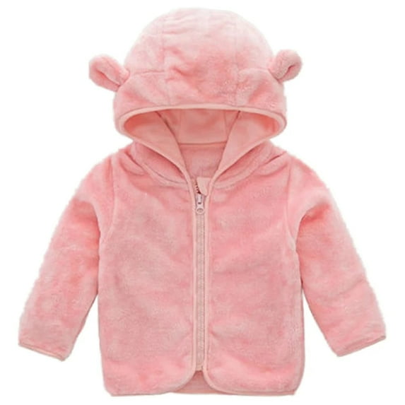 XBASW Toddler Baby Girls Fleece Jacket Bear Ears Hooded Coat Newborn Winter Fall Zip up Warm Outwear 1-3Y