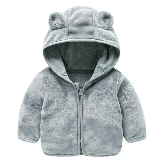 XBASW Toddler Baby Girls Fleece Jacket Bear Ears Hooded Coat Newborn Winter Fall Zip up Warm Outwear 1-3Y