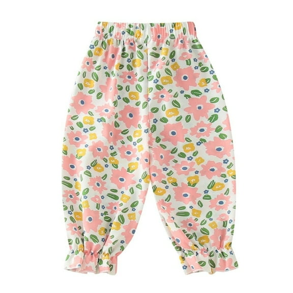 XBASW Toddler Baby Girls Harem Pants Floral Print Bloomers Pants Casual Trousers Summer Air Conditioning Pants 6M-3T