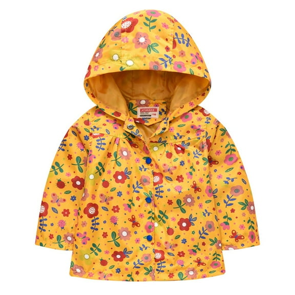 XBASW Toddler Baby Girls Lightweight Rain Jacket Kids Cartoon Waterproof Raincoat Zipper Hooded Outerwear for Spring Fall 18 M- 6 Years