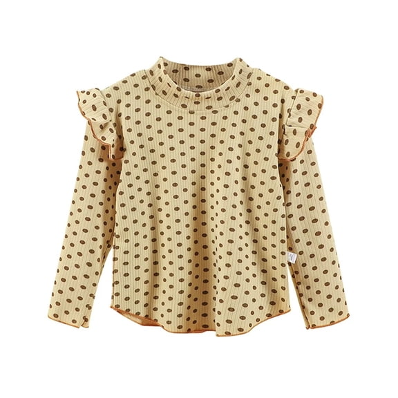 XBASW Toddler Baby Girls Long Sleeves T-Shirt Polka Dot Print Spring Tees for Kids Autumn Bottoming Shirt Top 1-10T