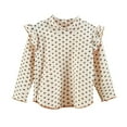 thumbnail image 1 of XBASW Toddler Baby Girls Long Sleeves T-Shirt Polka Dot Print Spring Tees for Kids Autumn Bottoming Shirt Top 1-10T, 1 of 9