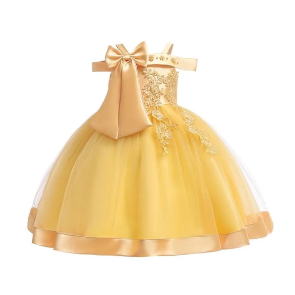 XBASW Toddler Baby Girls One-Shoulder Princess Dresses Party Tutu Dress for Teen Girls Bowknot Embroidery Gown Dress for 4-13 Years