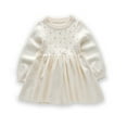 thumbnail image 1 of XBASW Toddler Baby Girls Sweater Dress Long Sleeve Girls Knitted Dresses Fall Winter Kids Solid Color Party Dress for Girls 2-8 Years, 1 of 10