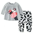 thumbnail image 1 of XBASW Toddler Baby Girls T-Shirt Outfits Long Sleeve Cartoon Print Tees Top Pants Set Kids Spring Fall 2PCS Clothes Set 6M-5T, 1 of 8