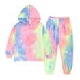 thumbnail image 1 of XBASW Toddler Baby Girls Tie Dye Tracksuit Outfit Spring Fall Hoodie Pullover Sweatsuit + Jogger Pants Cotton Two Piece Set Size 1-4T, 1 of 8