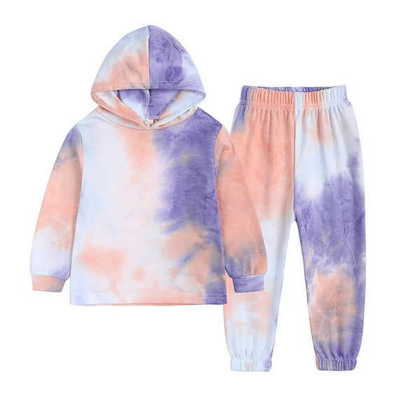 XBASW Toddler Baby Girls Tie Dye Tracksuit Outfit Spring Fall Hoodie Pullover Sweatsuit + Jogger Pants Cotton Two Piece Set Size 1-4T
