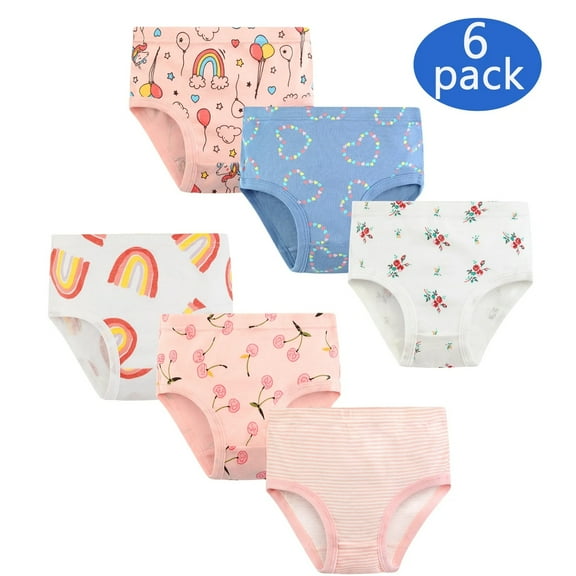 XBASW Toddler Baby Girls Underwear Panties-6 Pack Cotton Briefs Kids Breathable Undies Harem Shorts 2-10T