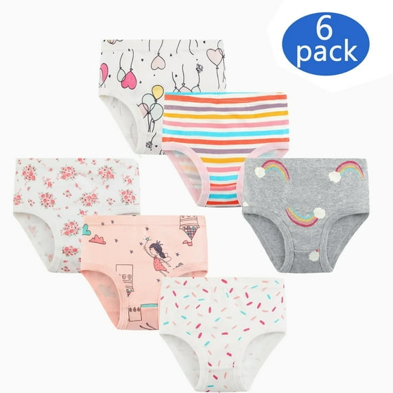 XBASW Toddler Baby Girls Underwear Panties-6 Pack Cotton Briefs Kids Breathable Undies Harem Shorts 2-10T