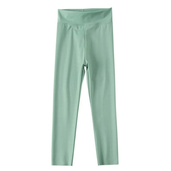 XBASW Toddler Baby Girls Yoga Leggings High Waist Shark Pants Solid Color Stretch Tights Kids Spring Fall Soft Trousers for 3-12 Years Girls