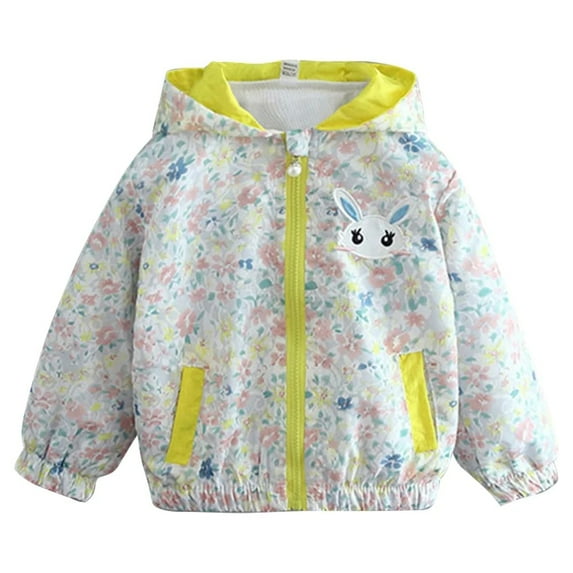 XBASW Toddler Baby Hooded Raincoat for Girls Cute Cartoon Rabbit Jacket Kids Spring Fall Light Girls Windbreaker Jacket Outerwear 9M-7T
