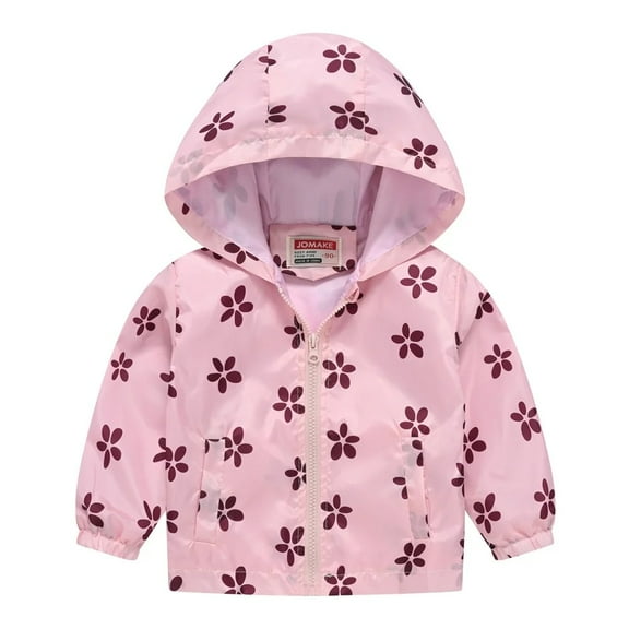 XBASW Toddler Baby Kids Girls Hooded Raincoat Causal Printed Zip up Jackets 1-8Y Girls Spring Autumn Jackets Coat Outerwear