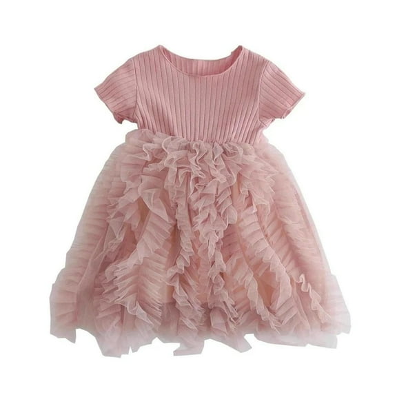 XBASW Toddler Baby Kids Girls Tulle Dress Girls Solid Color Princess Dress Summer Puffy Skirt 1-8T
