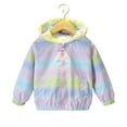 thumbnail image 1 of XBASW Toddler Baby Kids Girls Windbreaker Jacket Spring Fall Raincoat Zipper Hooded Sweatshirt Gradient Color Outwear for 1-7Y, 1 of 8