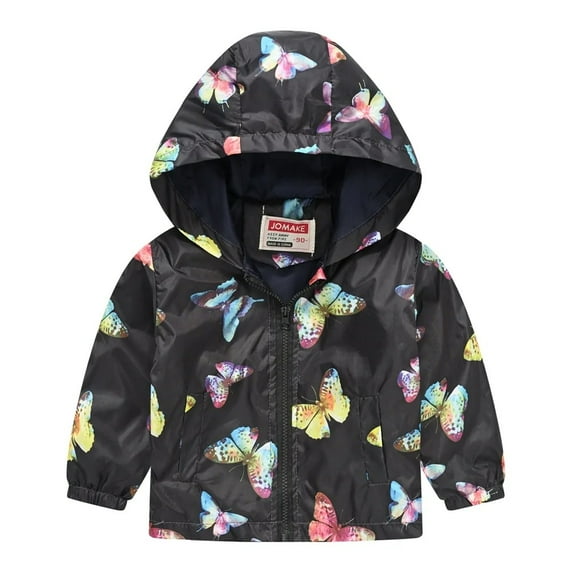 XBASW Toddler Baby Kids Hooded Rain Coat Jackets for Girls Cartoon Printed Windbreaker Jackets Spring Autumn Raincoat Outerwear for Girls 1-8Y