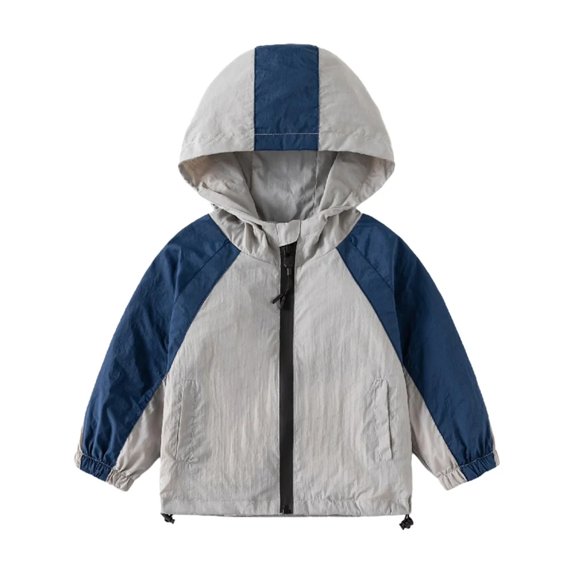 XBASW Toddler Baby Kids Sun Protection Jacket Zip up Hooded Coats for Boys Long Sleeve Color Block Jackets Autumn Spring Outerwear 1-10T