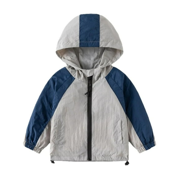 XBASW Toddler Baby Kids Sun Protection Jacket Zip up Hooded Coats for Boys Long Sleeve Color Block Jackets Autumn Spring Outerwear 1-10T