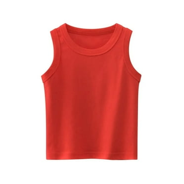 XBASW Toddler Baby Kids Tank T-Shirts Boys Girls Solid Color Cotton Tops Unisex Summer Sleeveless Undershirts for 1-9 Years